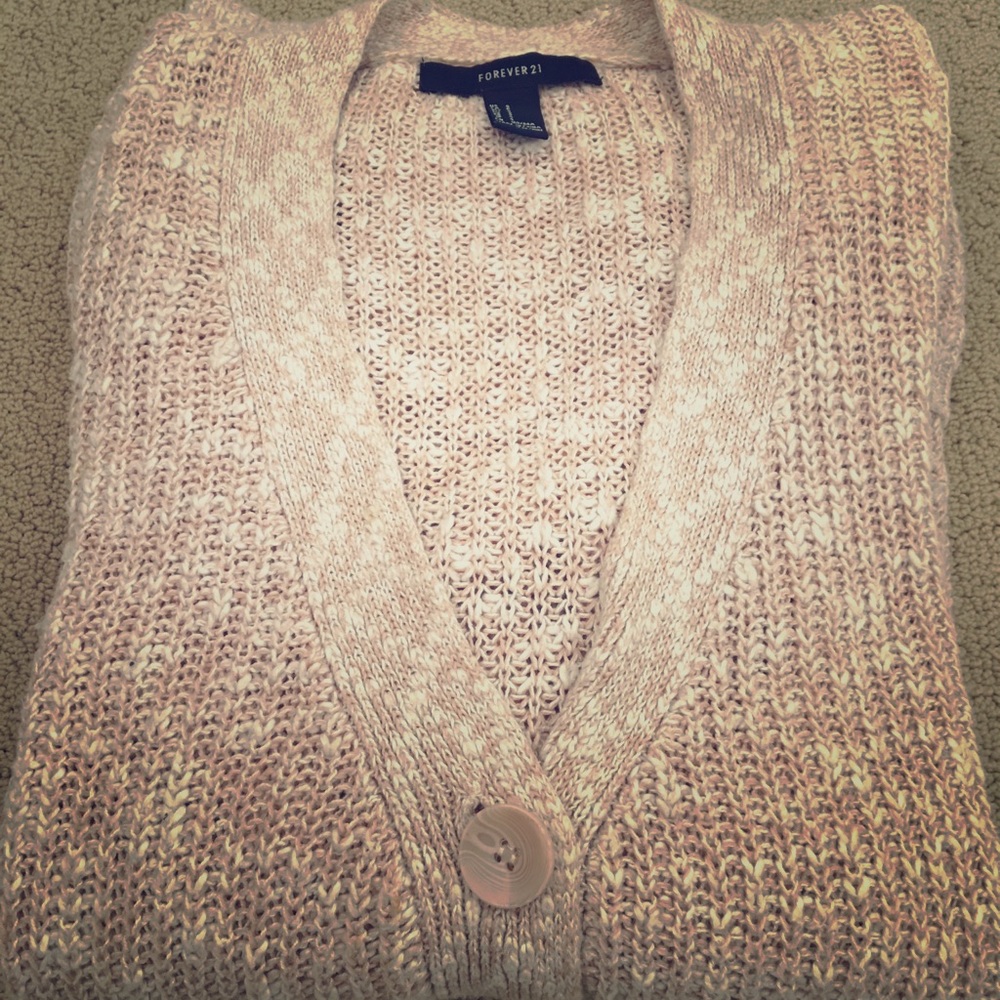 Forever 21 Knit Cardigan- pink/white
